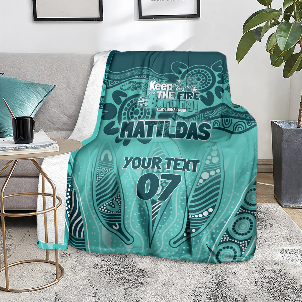 Australia Matildas Indigenous Blanket NAIDOC 2024 Turquoise Color