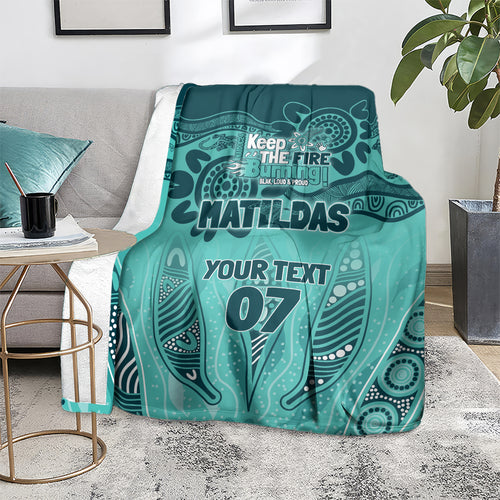 Australia Matildas Indigenous Blanket NAIDOC 2024 Turquoise Color