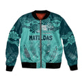 Australia Matildas Indigenous Bomber Jacket NAIDOC 2024 Turquoise Color