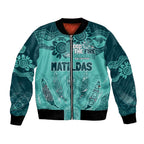 Australia Matildas Indigenous Bomber Jacket NAIDOC 2024 Turquoise Color