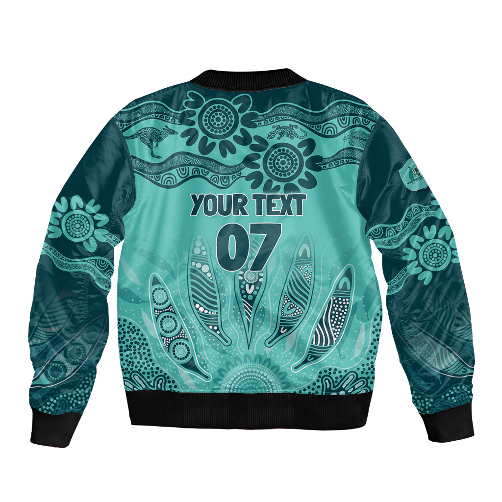 Australia Matildas Indigenous Bomber Jacket NAIDOC 2024 Turquoise Color