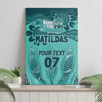 Australia Matildas Indigenous Canvas Wall Art NAIDOC 2024 Turquoise Color