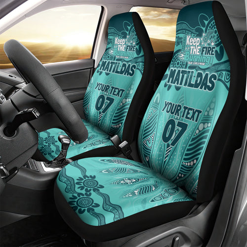 Australia Matildas Indigenous Car Seat Cover NAIDOC 2024 Turquoise Color