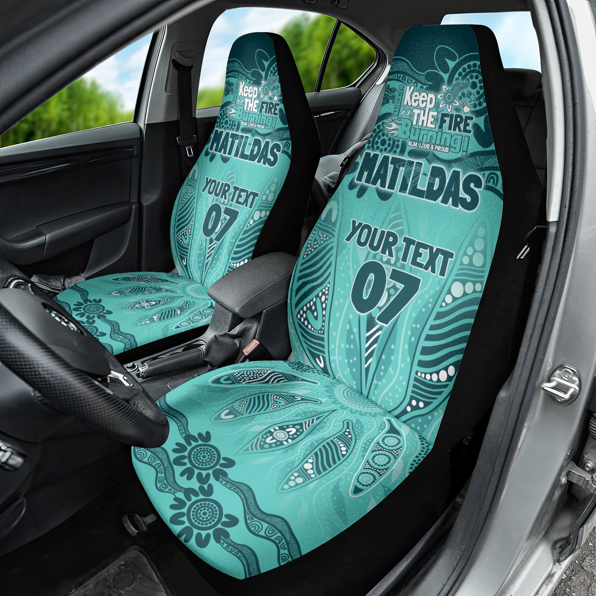 Australia Matildas Indigenous Car Seat Cover NAIDOC 2024 Turquoise Color