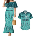 Australia Matildas Indigenous Couples Matching Mermaid Dress and Hawaiian Shirt NAIDOC 2024 Turquoise Color