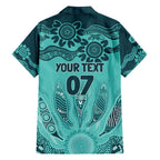 Australia Matildas Indigenous Family Matching Long Sleeve Bodycon Dress and Hawaiian Shirt NAIDOC 2024 Turquoise Color