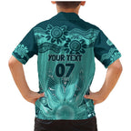 Australia Matildas Indigenous Family Matching Mermaid Dress and Hawaiian Shirt NAIDOC 2024 Turquoise Color