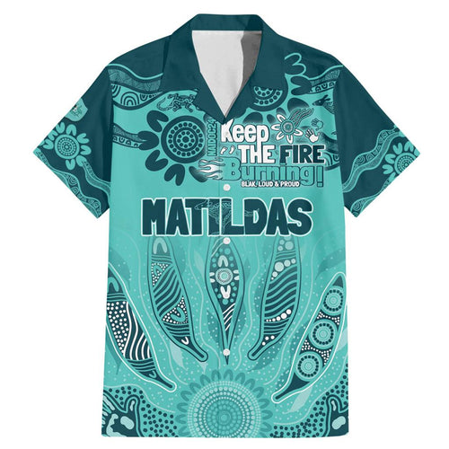 Australia Matildas Indigenous Family Matching Mermaid Dress and Hawaiian Shirt NAIDOC 2024 Turquoise Color
