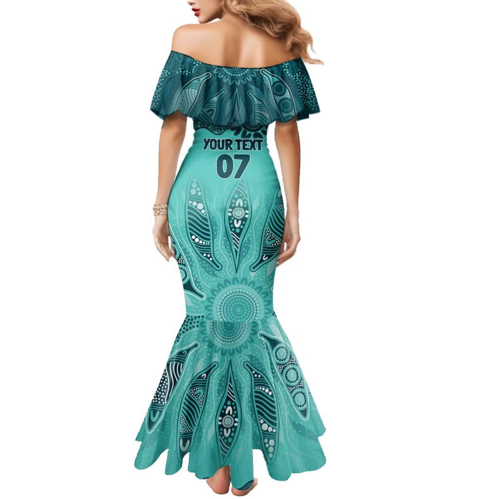 Australia Matildas Indigenous Family Matching Mermaid Dress and Hawaiian Shirt NAIDOC 2024 Turquoise Color