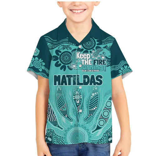Australia Matildas Indigenous Family Matching Mermaid Dress and Hawaiian Shirt NAIDOC 2024 Turquoise Color