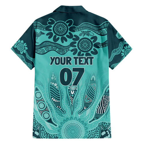 Australia Matildas Indigenous Family Matching Off Shoulder Short Dress and Hawaiian Shirt NAIDOC 2024 Turquoise Color