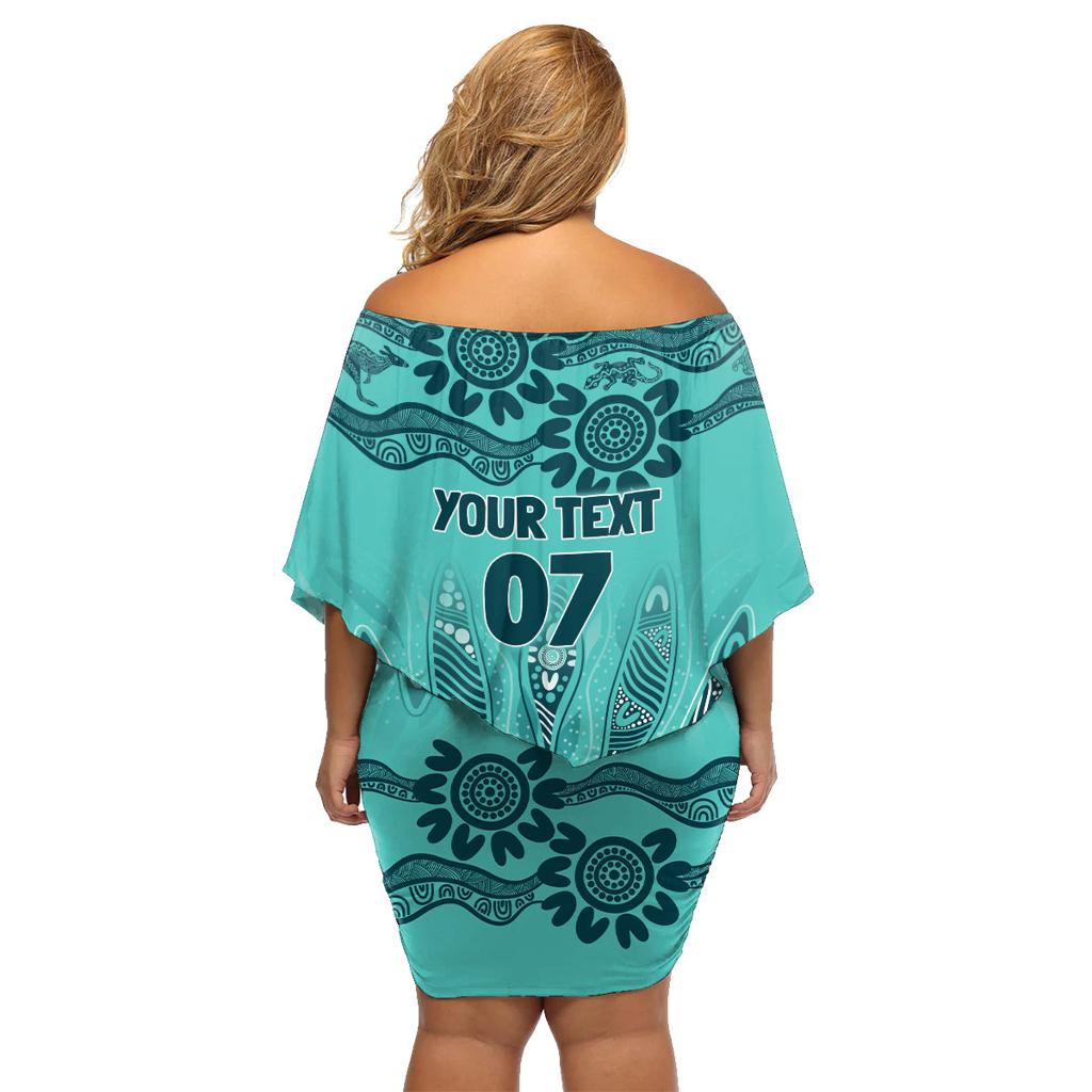 Australia Matildas Indigenous Family Matching Off Shoulder Short Dress and Hawaiian Shirt NAIDOC 2024 Turquoise Color
