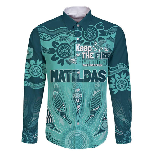 Australia Matildas Indigenous Family Matching Short Sleeve Bodycon Dress and Hawaiian Shirt NAIDOC 2024 Turquoise Color
