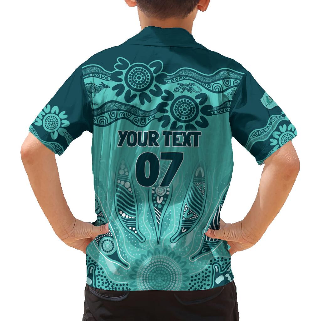 Australia Matildas Indigenous Family Matching Summer Maxi Dress and Hawaiian Shirt NAIDOC 2024 Turquoise Color