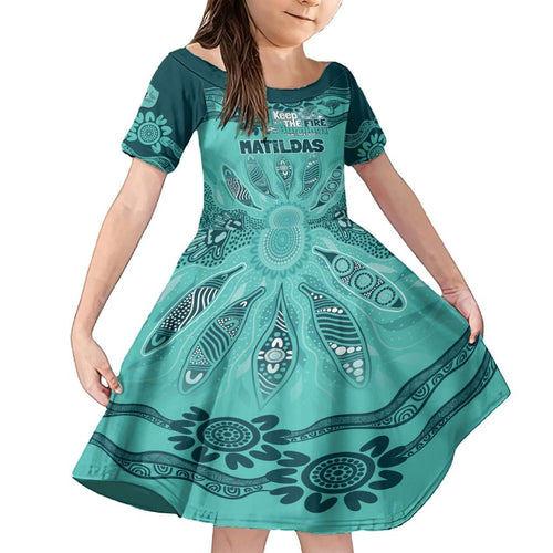 Australia Matildas Indigenous Family Matching Tank Maxi Dress and Hawaiian Shirt NAIDOC 2024 Turquoise Color