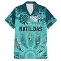 Australia Matildas Indigenous Family Matching Tank Maxi Dress and Hawaiian Shirt NAIDOC 2024 Turquoise Color