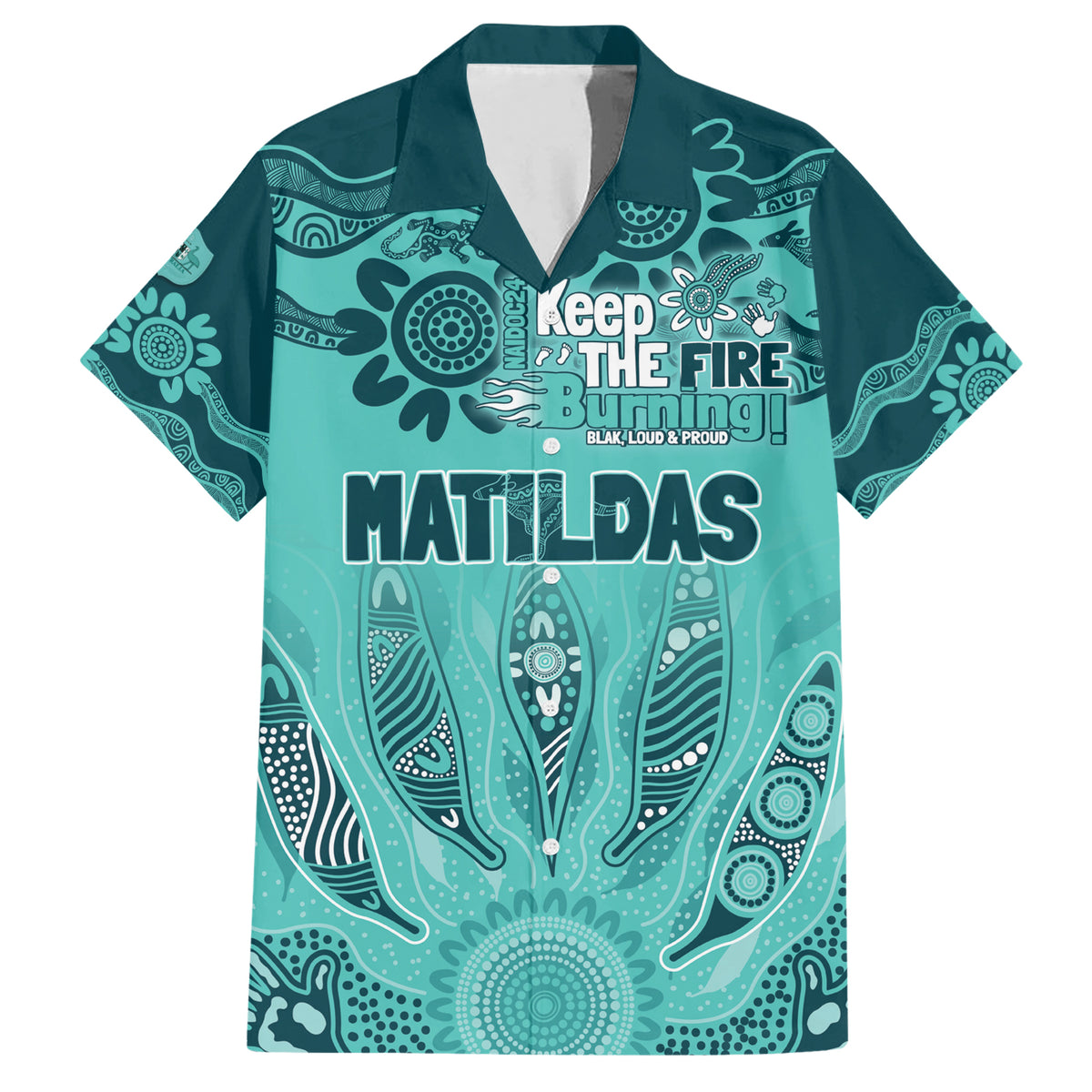 Australia Matildas Indigenous Hawaiian Shirt NAIDOC 2024 Turquoise Color