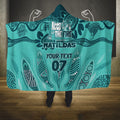 Australia Matildas Indigenous Hooded Blanket NAIDOC 2024 Turquoise Color