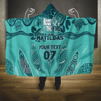 Australia Matildas Indigenous Hooded Blanket NAIDOC 2024 Turquoise Color