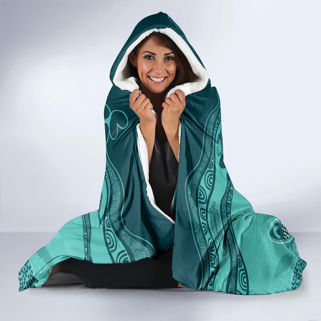 Australia Matildas Indigenous Hooded Blanket NAIDOC 2024 Turquoise Color