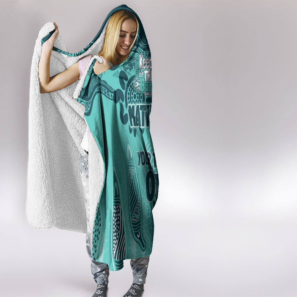 Australia Matildas Indigenous Hooded Blanket NAIDOC 2024 Turquoise Color