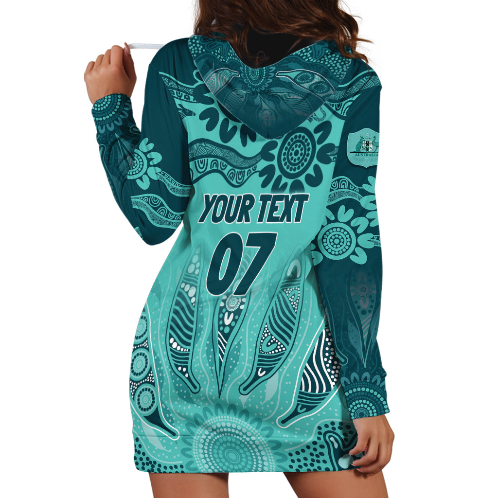 Australia Matildas Indigenous Hoodie Dress NAIDOC 2024 Turquoise Color