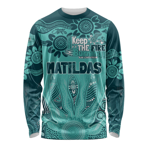 Australia Matildas Indigenous Long Sleeve Shirt NAIDOC 2024 Turquoise Color