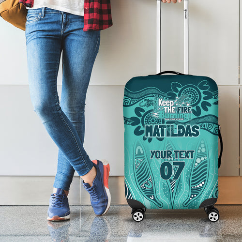 Australia Matildas Indigenous Luggage Cover NAIDOC 2024 Turquoise Color