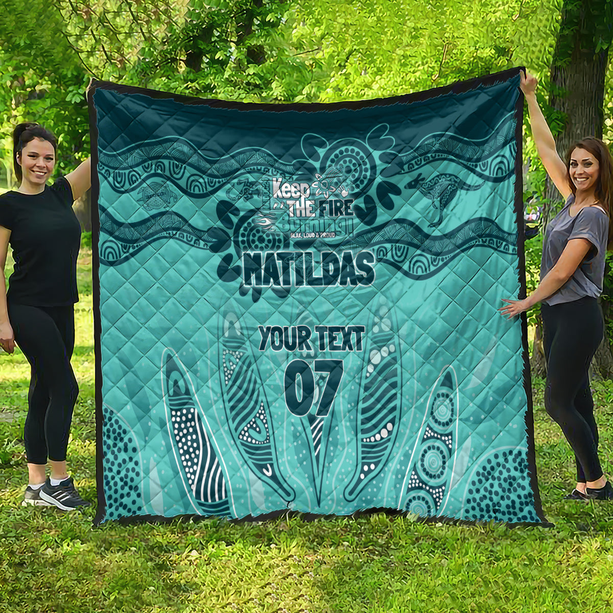 Australia Matildas Indigenous Quilt NAIDOC 2024 Turquoise Color