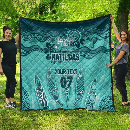 Australia Matildas Indigenous Quilt NAIDOC 2024 Turquoise Color