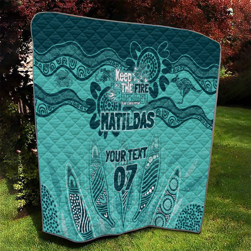 Australia Matildas Indigenous Quilt NAIDOC 2024 Turquoise Color