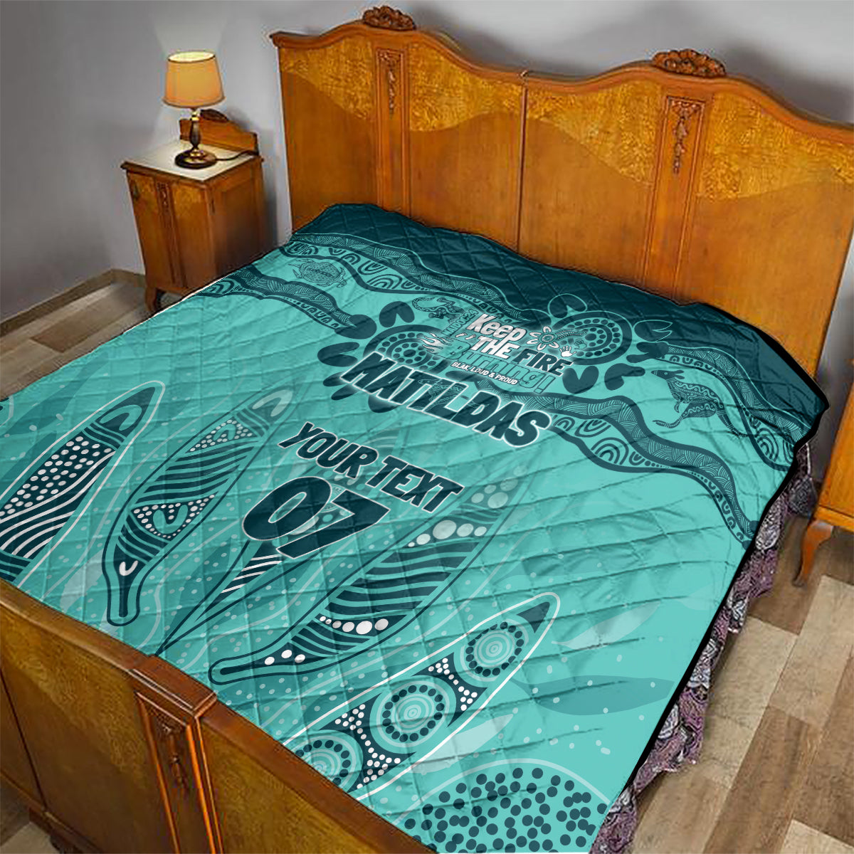 Australia Matildas Indigenous Quilt NAIDOC 2024 Turquoise Color
