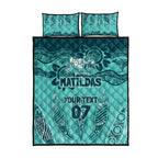 Australia Matildas Indigenous Quilt Bed Set NAIDOC 2024 Turquoise Color