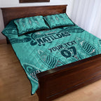 Australia Matildas Indigenous Quilt Bed Set NAIDOC 2024 Turquoise Color