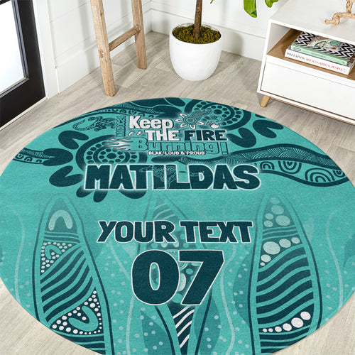 Australia Matildas Indigenous Round Carpet NAIDOC 2024 Turquoise Color