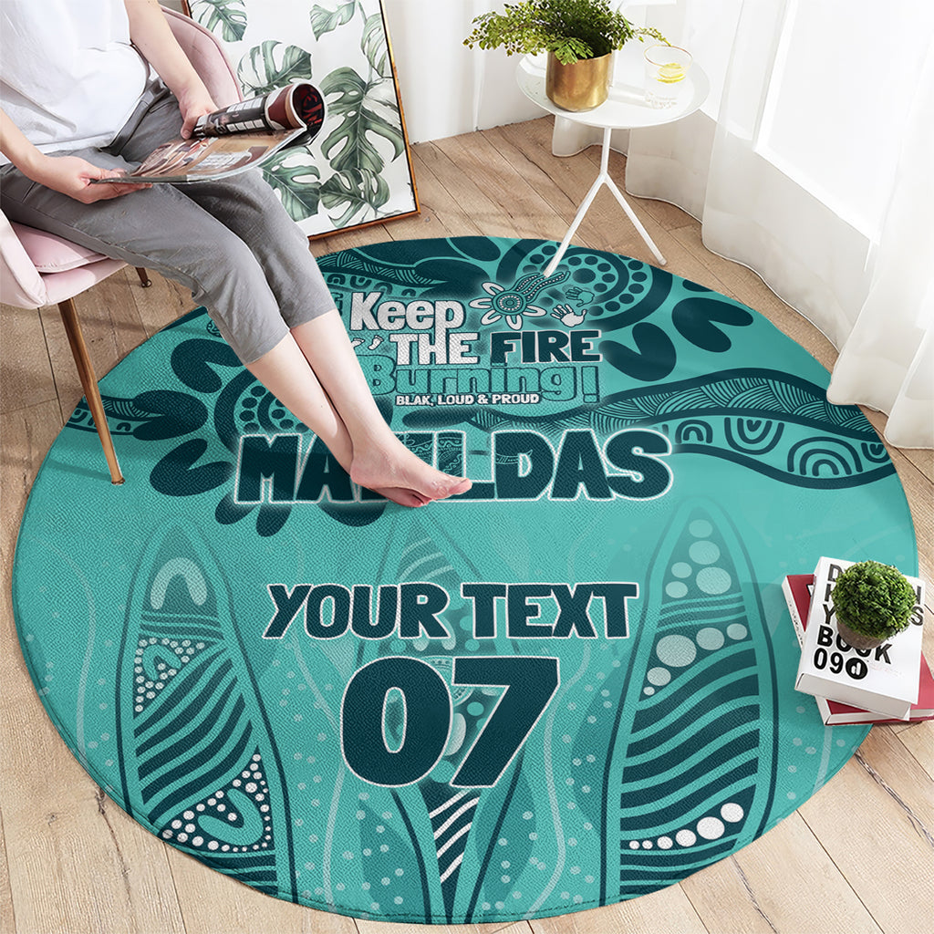 Australia Matildas Indigenous Round Carpet NAIDOC 2024 Turquoise Color