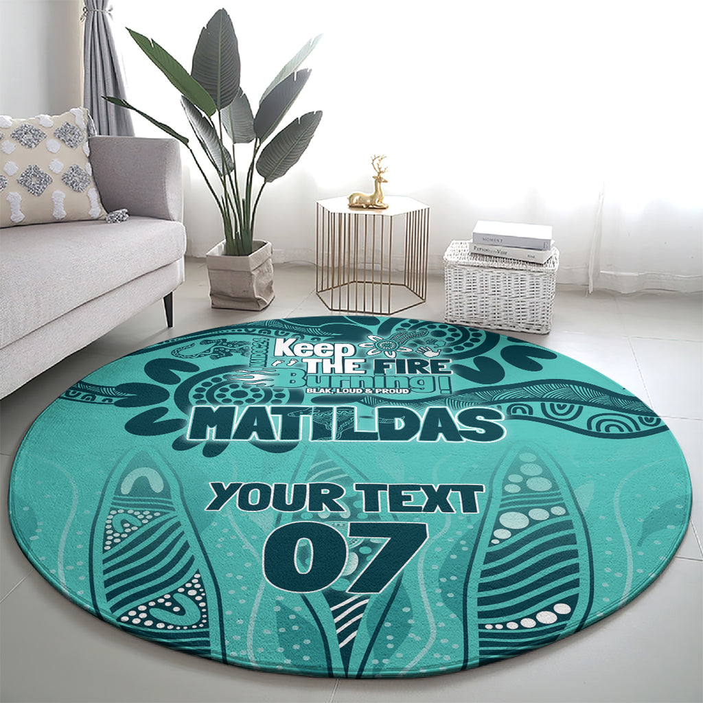 Australia Matildas Indigenous Round Carpet NAIDOC 2024 Turquoise Color