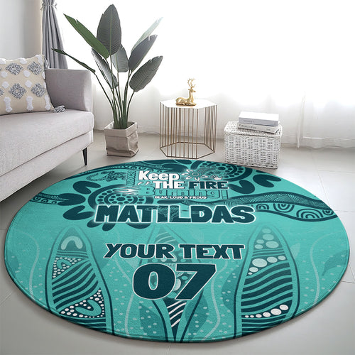 Australia Matildas Indigenous Round Carpet NAIDOC 2024 Turquoise Color