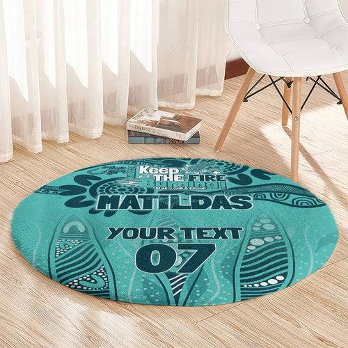 Australia Matildas Indigenous Round Carpet NAIDOC 2024 Turquoise Color