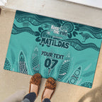 Australia Matildas Indigenous Rubber Doormat NAIDOC 2024 Turquoise Color