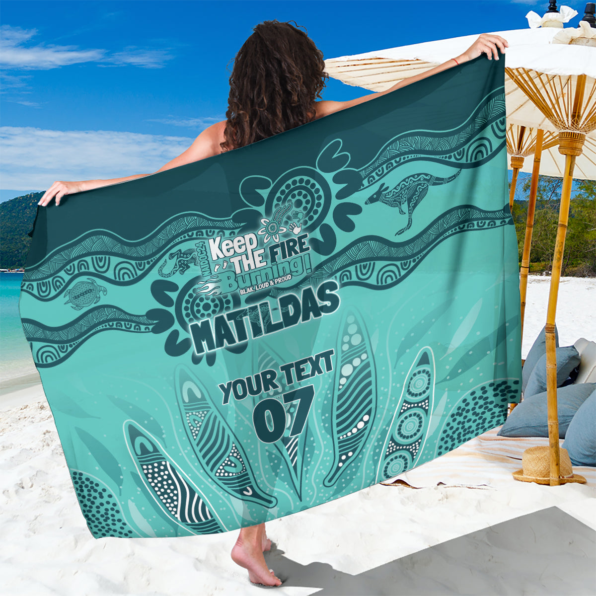 Australia Matildas Indigenous Sarong NAIDOC 2024 Turquoise Color