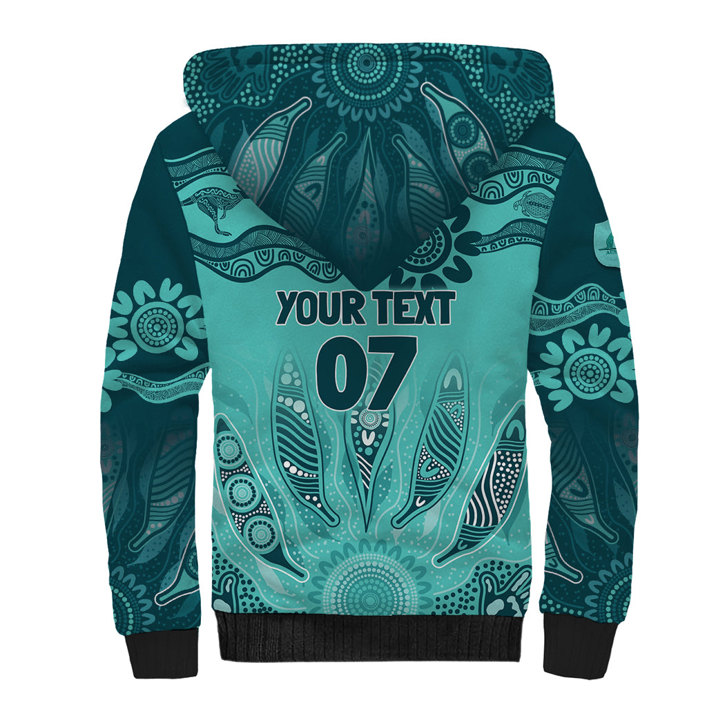 Australia Matildas Indigenous Sherpa Hoodie NAIDOC 2024 Turquoise Color