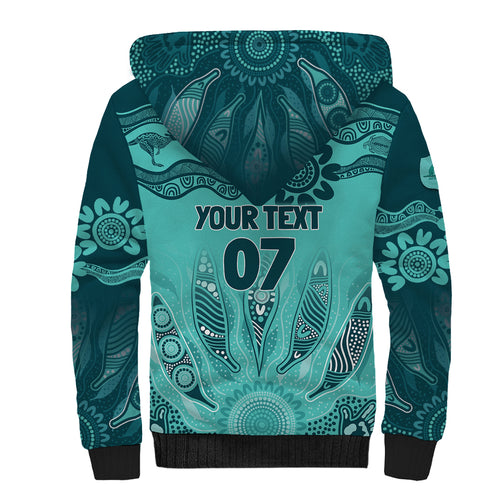 Australia Matildas Indigenous Sherpa Hoodie NAIDOC 2024 Turquoise Color