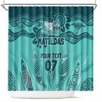 Australia Matildas Indigenous Shower Curtain NAIDOC 2024 Turquoise Color