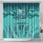 Australia Matildas Indigenous Shower Curtain NAIDOC 2024 Turquoise Color