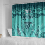 Australia Matildas Indigenous Shower Curtain NAIDOC 2024 Turquoise Color