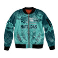 Australia Matildas Indigenous Sleeve Zip Bomber Jacket NAIDOC 2024 Turquoise Color