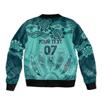 Australia Matildas Indigenous Sleeve Zip Bomber Jacket NAIDOC 2024 Turquoise Color