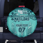 Australia Matildas Indigenous Spare Tire Cover NAIDOC 2024 Turquoise Color