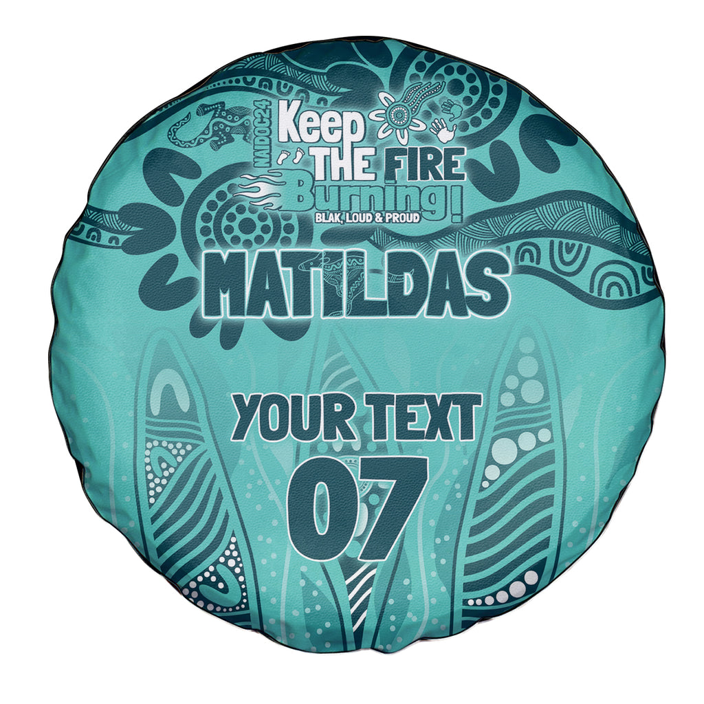 Australia Matildas Indigenous Spare Tire Cover NAIDOC 2024 Turquoise Color